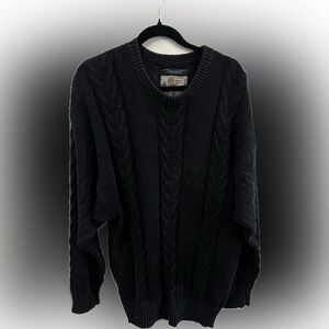 🖤✨ Vintage GENERRA Men’s Black Cable Knit Crewneck Sweater ✨🖤